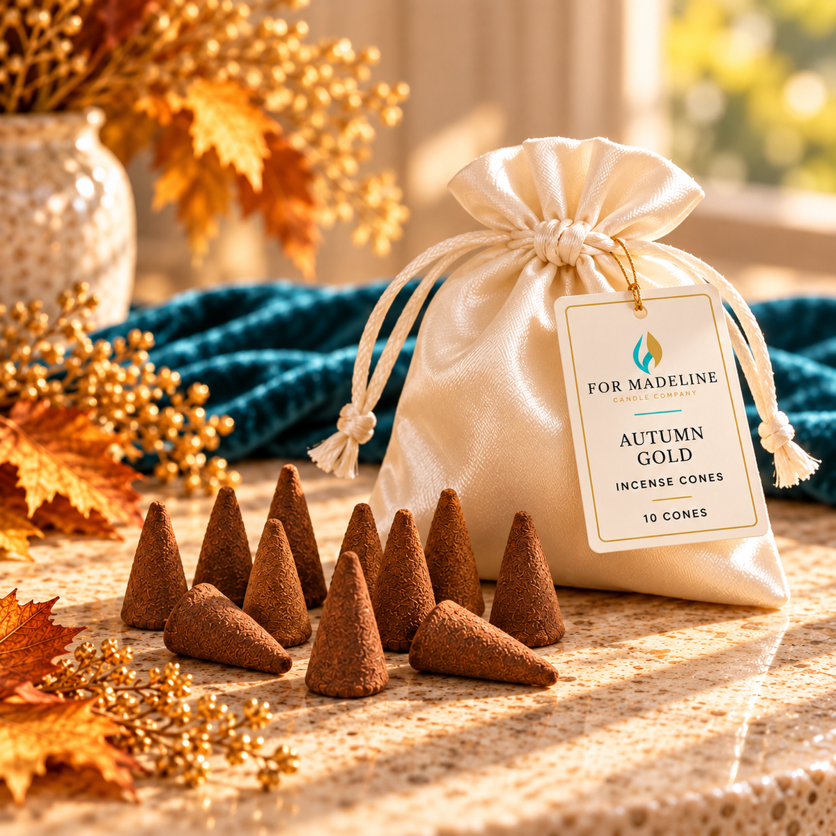 Autumn Gold Incense Cones – 10 Count