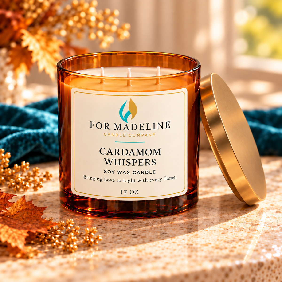 Cardamom Whispers Soy Wax Candle – 17 oz